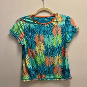Youth XL Lands' End Reversible Swim Shirt - Tropical Pattern/Flamingo Pattern